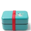 MIYA Company Bento Box Fortune Cat Teal Blue New