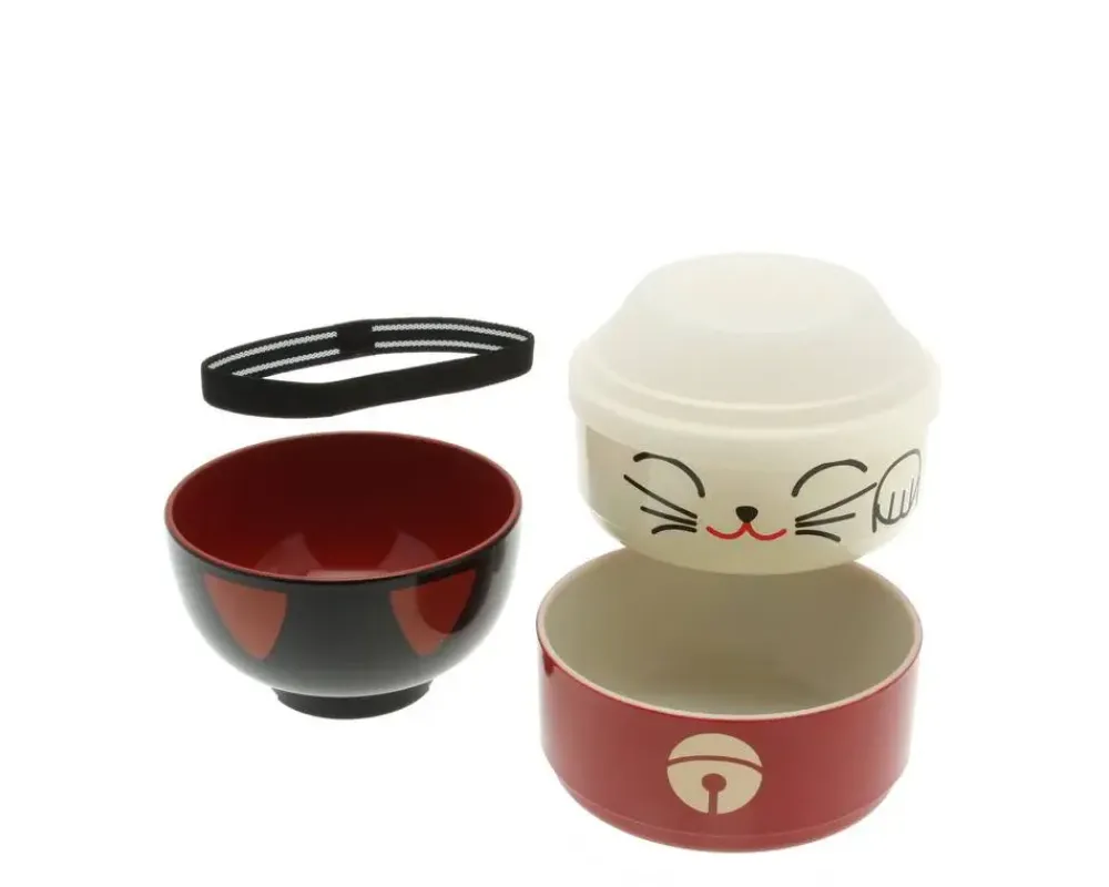 MIYA Company Bento Set Fortune Cat Red Discount