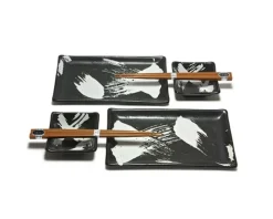 MIYA Company Black Brush Stroke Sushi Set Discount