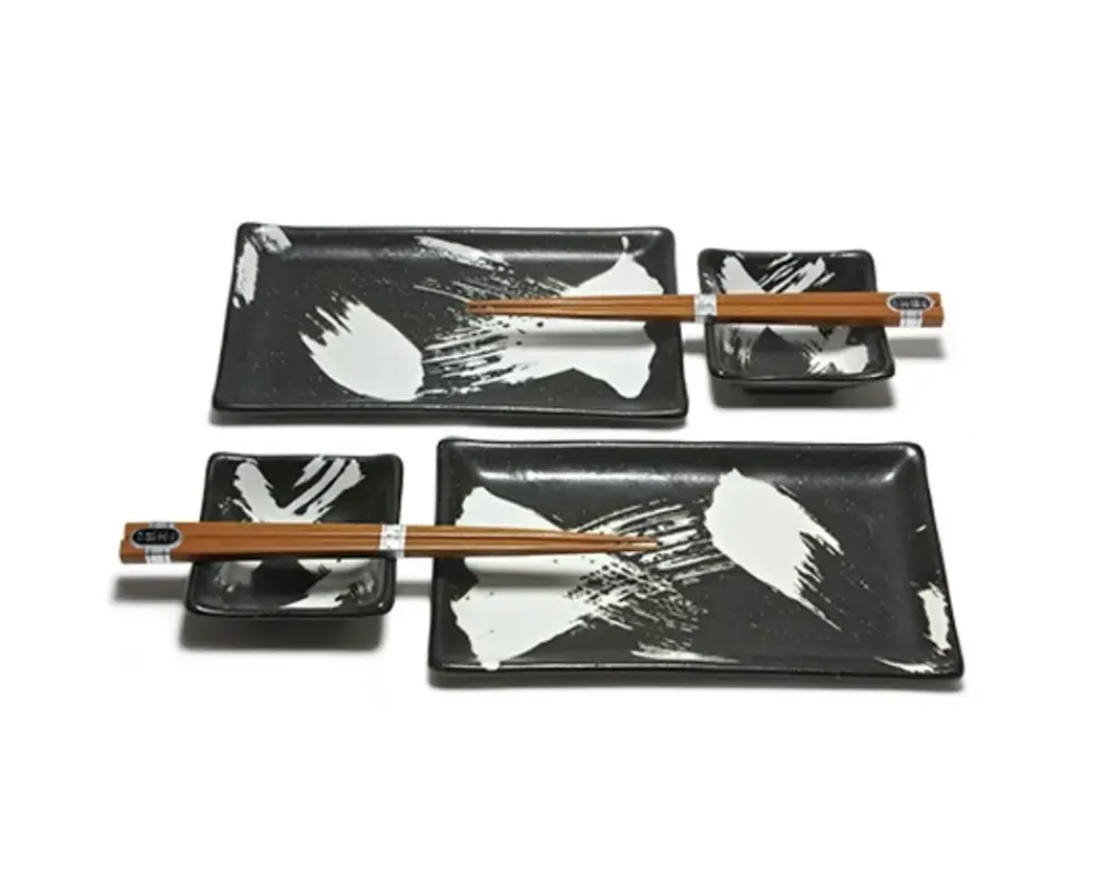 MIYA Company Black Brush Stroke Sushi Set Discount