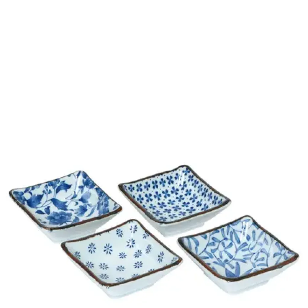 MIYA Company Blue & White 3.25" Sq. Sauce Dish Set