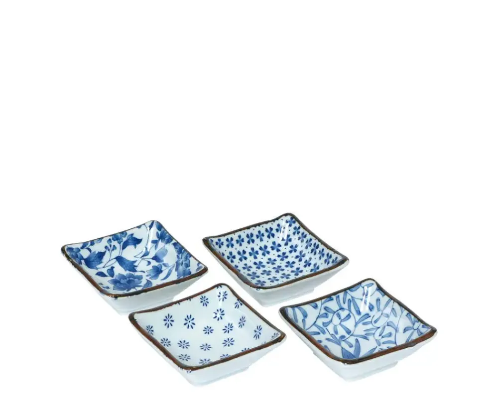 MIYA Company Blue & White 3.25" Sq. Sauce Dish Set