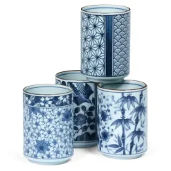 MIYA Company Blue Patterns 8 Oz. Teacup Set New