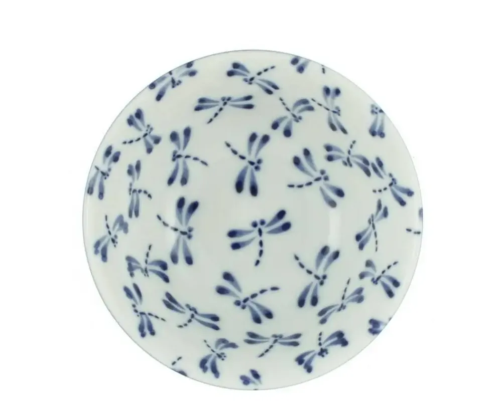 MIYA Company Bowl Blue & White Dragonfly 6" Best