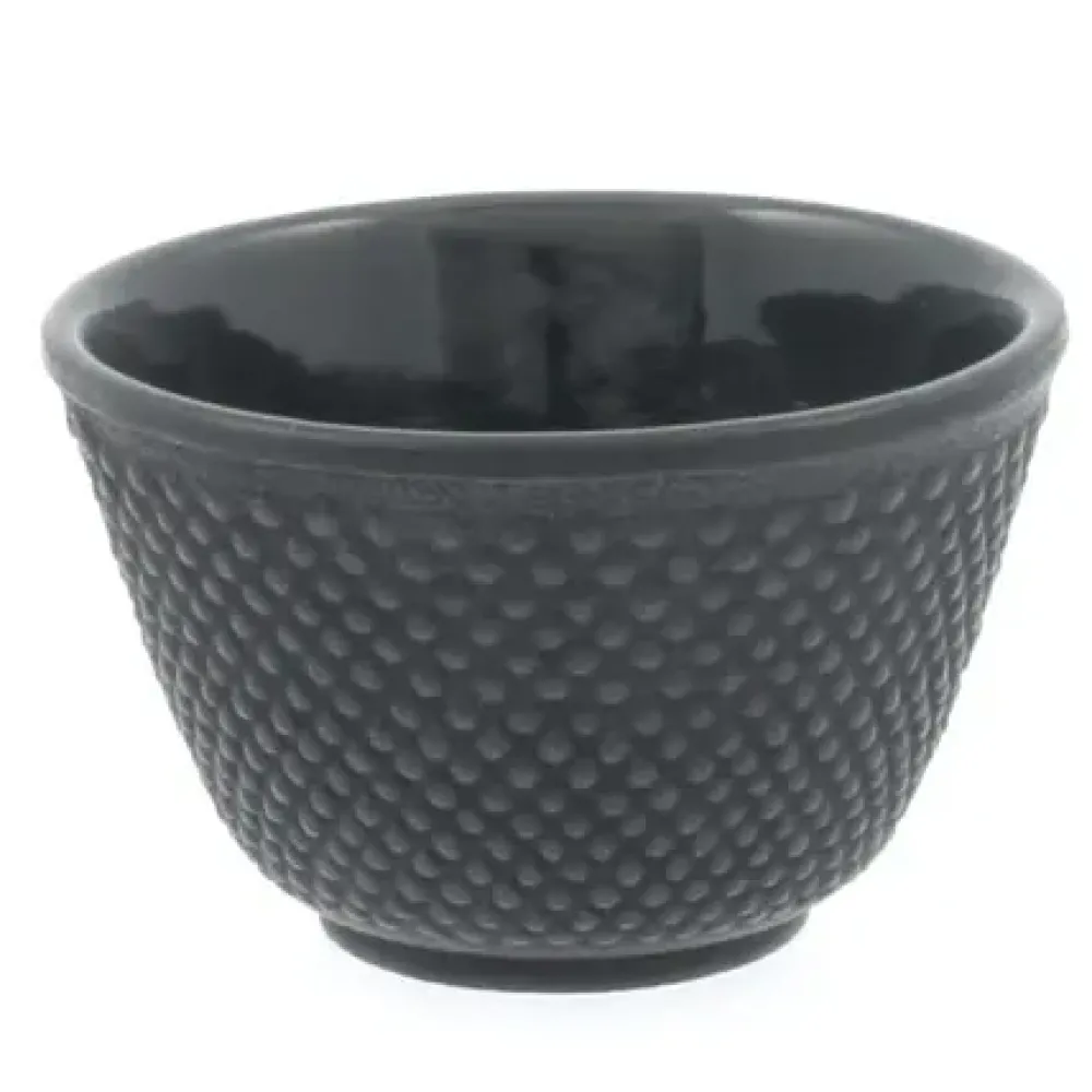 MIYA Company Cast Iron Teacup Black Hobnail Hot