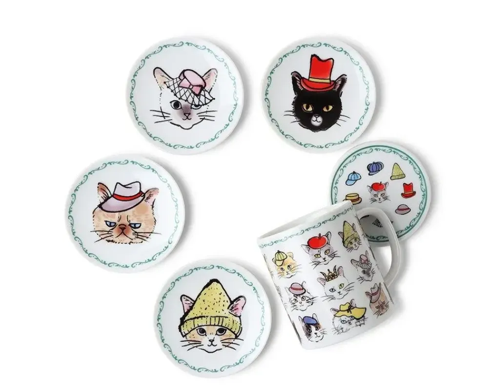 MIYA Company Cats In Hats Mini Plate Set Outlet
