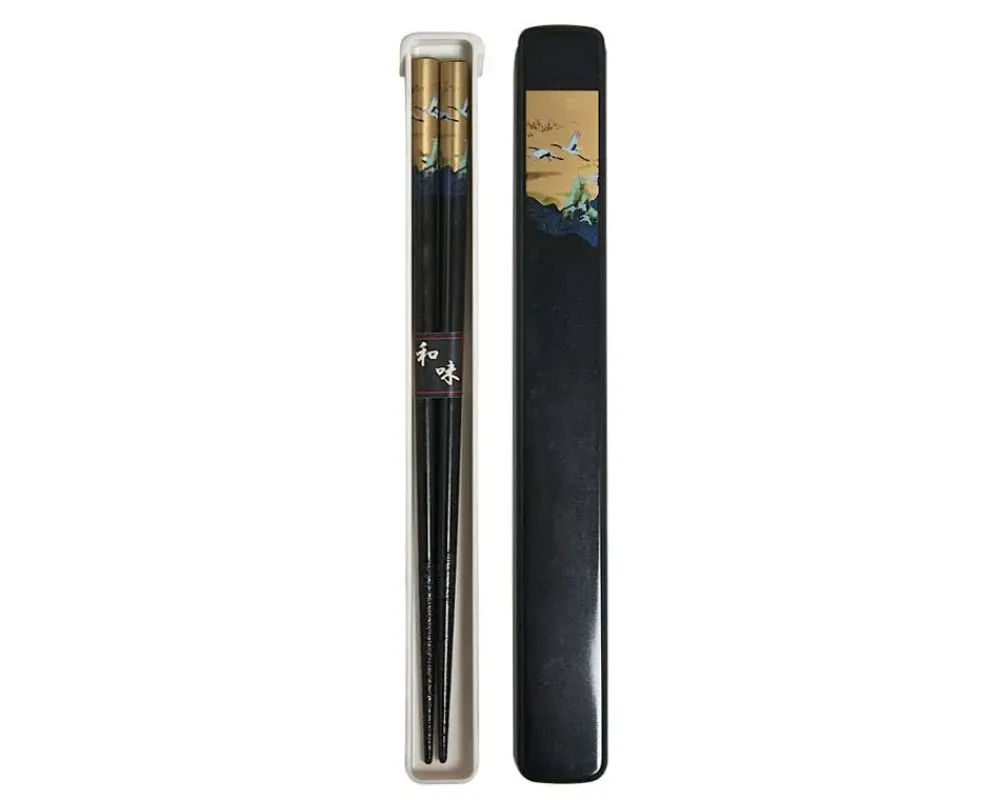 MIYA Company Cranes Chopsticks With Case - Black Outlet