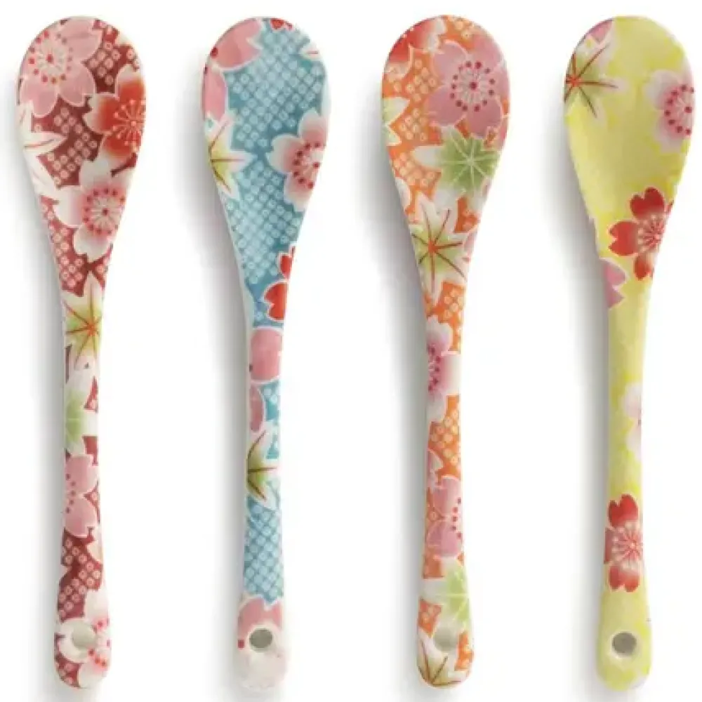 MIYA Company Floral Print Dessert Spoon Set