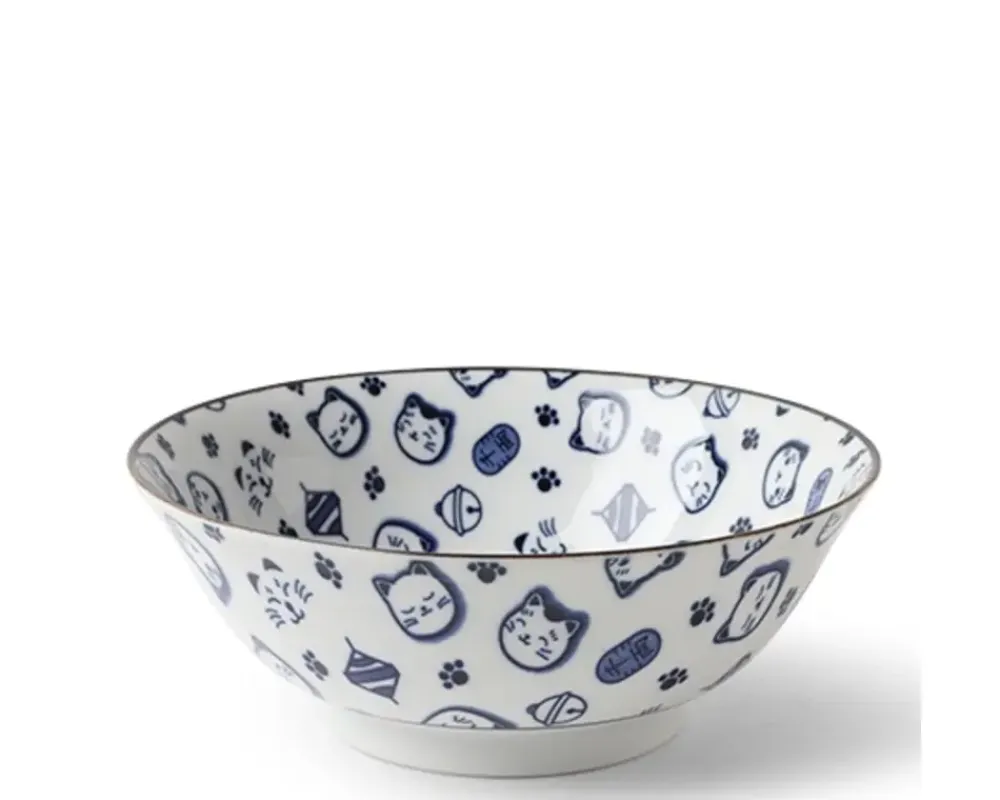 MIYA Company Maneki Neko Blue 7.75" Bowl Outlet