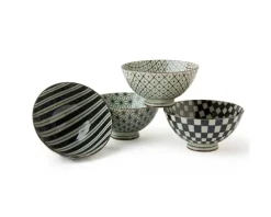 MIYA Company Retro Black & White 4.5" Rice Bowl Set Discount
