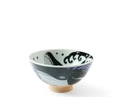 MIYA Company Rice Bowl Blue Whale Waves 5" New