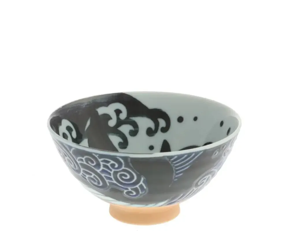 MIYA Company Rice Bowl Blue Whale Waves 5" New