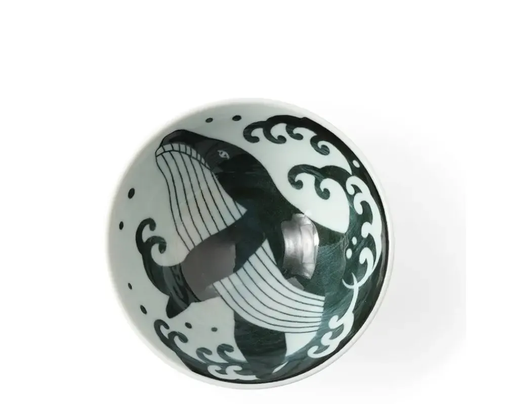 MIYA Company Rice Bowl Blue Whale Waves 5" New