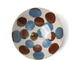 MIYA Company Rustic Blue & Brown 9.75" Serving Bowl New