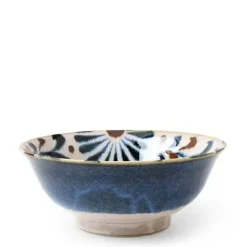 MIYA Company Rustic Blue Floral Noodle Bowl Hot