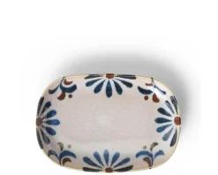 MIYA Company Rustic Blue Floral Rectangle Plate Outlet