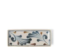 MIYA Company Rustic Blue Vines Rectangle Plate Hot