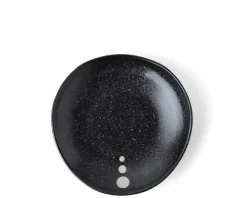 MIYA Company Satin Black White Dots Plate 5-1/4" Clearance
