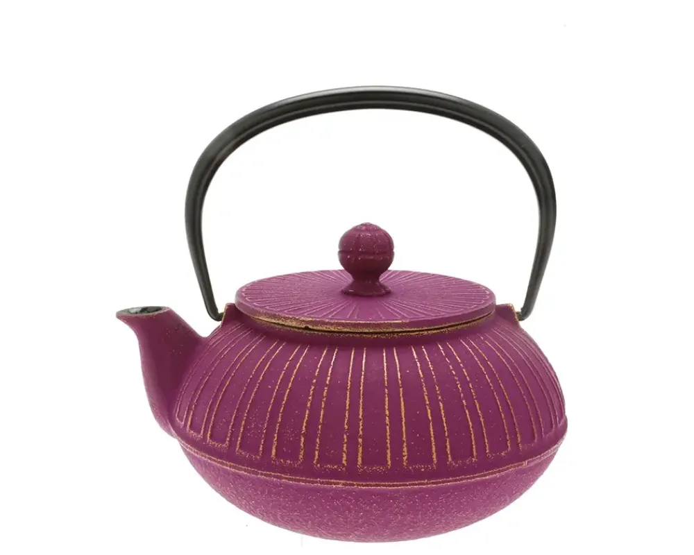 MIYA Company Teapot Cast Iron Gold Purple Chrysanthemum Clearance