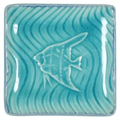 MIYA Company Turquoise Blue Fish 4.5" Sq. Plate Discount