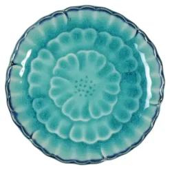 MIYA Company Turquoise Blue Flower 4.75" Plate Hot